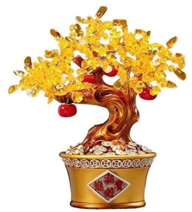 JYBNBBE Árbol de Dinero de Cristal, árbol de la Fortuna de Cristal, bonsái, decoración para la Entrada de la Sala de Estar, Enfriador de Vino, árbol de Gemas,Gold