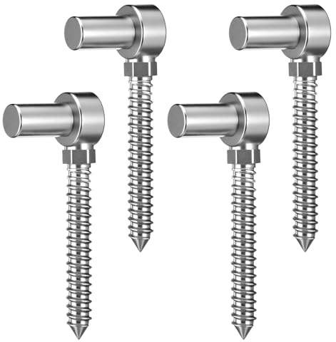 4 Pcs Stainless Steel Gate Hinges for Farm Wooden Fences, 4-1/2'' One Piece Molding M16 Screw Eye Hook Hinge Bolts with Hole Dia 5/8 Adjustable Gate Sag (4.33 x 1.97 Inches)