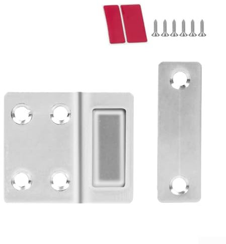 Sistema di chiusura magnetica per armadi con viti, per il fissaggio di porte nei mobili (argento grande)