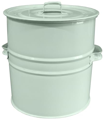 Mini Metal Bin for Ash Bin Bathroom Fireplaces Fire Pits Wood Coal Burning Stove Steel Charcoal Bin Box Outdoor or Indoor 15 L - Sage Green