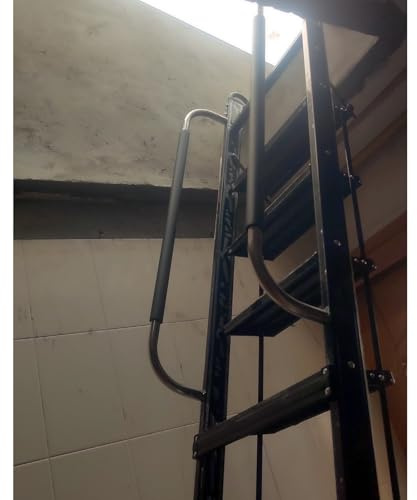 EXCLURA Folding Attic Ladder for Ceiling Access Door, Garage Loft Stairs 8-12 Step Staircase, Space-Saving Egress Escape Ladders with Wide Pedal(Black,3.50m/11.5ft-12 Step)