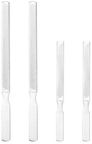 LRXIYODE Limas De Uñas De Acero Inoxidable 4 Piezas 13 y 18 Cm Para Manicura y Pedicura Profesional, Herramienta De Pulido De Doble Cara y Cuatro Caras Para Uñas Naturales y Postizas