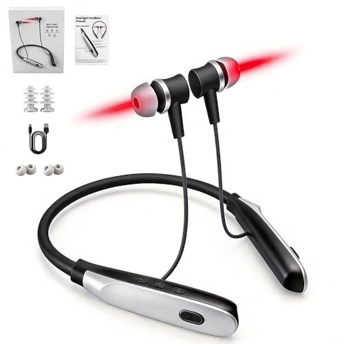 2 in 1 Red Light Therapy for Nose & Ears, Pengrity 650 nm Tinnitus Relief Device with 3 Ear Plugs and Nasal Silicone, Neck Hanging Infrared Nasal Therapy Earplugs for Men Women