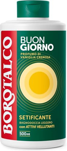 Borotalco, Bagnodoccia Buongiorno Setificante, con Attivi Vellutanti e Profumo di Vaniglia Cremosa, Texture Leggera, Dona Morbidezza e Comfort, Ideale per il Mattino, Flacone 500 ml