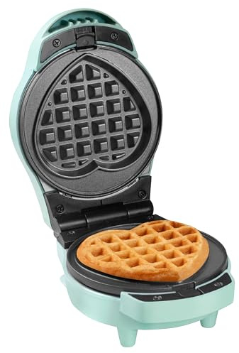 Bestron Mini Waffeleisen 12,5 cm – Runde & Herzförmige Platten – Antihaftbeschichtung – Cool-Touch-Griff – Kontrollleuchten – Mini Brüsseler Waffelmaschine