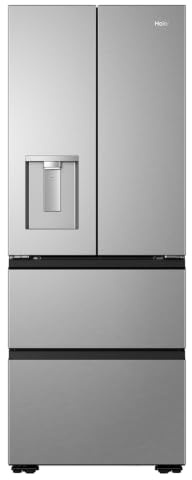 Haier Free Standing Fridge Freezer,4 Doors, E Class, 402L Total Capacity, Inox 70x59.4x185cm - HFKR3718EWMM