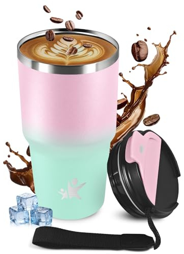 JAPORIA Mug Isotherme Cafe 600ml, Tasse Isolante Premium en Acier Inoxydable avec Couvercle, sans BPA, Café Étanche Mug, Réutilisable, pour Café Chaud et Froid, Lait et Thé, Voyage, Course