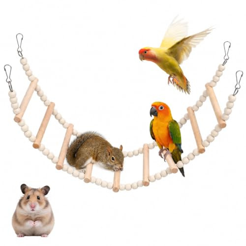 Bird Ladder Bridge, 4.52 X 24.4 Inch Natural Wooden Hamster Ladder Bridge | Birds Hamster Climbing & Swing Toy, Bird Cage Ladders Cage Accessories for Birds Rats Parrots Squirrel Cockatiels