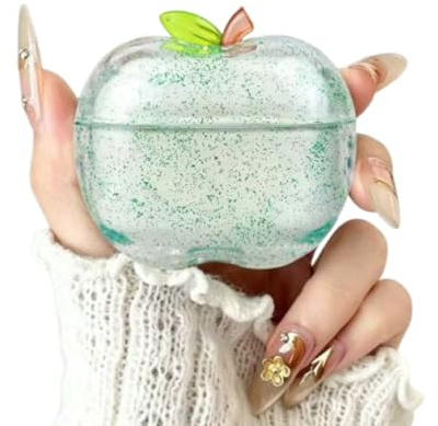 SCJLSDA Custodia protettiva per AirPods 4, carina, squisita, Kawaii 3D, trasparente, a forma di mela, per ragazze e ragazzi, in silicone morbido (C)