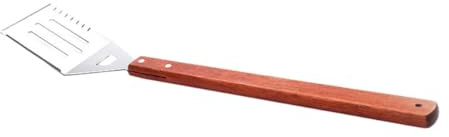 INOOMP Spatule à Barbecue Multifonction Manche en Bois Confortable en Acier Inoxydable Dentelée pour Couper Aliments, Cuisine et Plancha