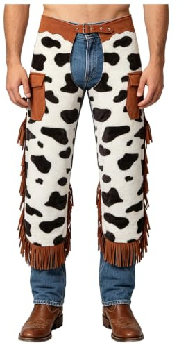 Runhomal Homme Fesse Ouverte Deguisement Cow Boy Western Jodhpurs Cavalerie Blanc 3XL