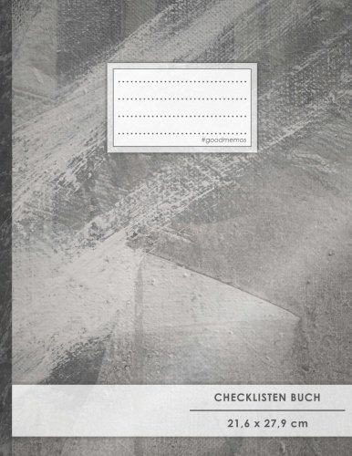 Checklisten-Buch: DIN A4 • 70+ Seiten, Soft Cover, Register, Graue Farbe • #GoodMemos • 18 Checkboxen + Platz für Notizen/Seite (inkl. Register mit Datum uvm.)