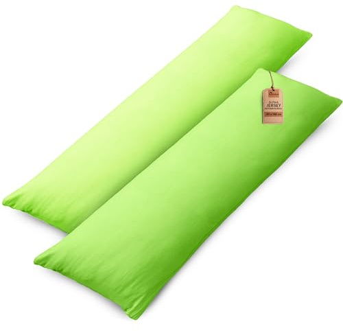 NatureMark 2er Set Jersey Kissenbezüge – 100% Baumwolle – Mit Reißverschluss – Weich & Atmungsaktiv – Apfel Grün, 40x145 cm (Seitenschläferkissen)
