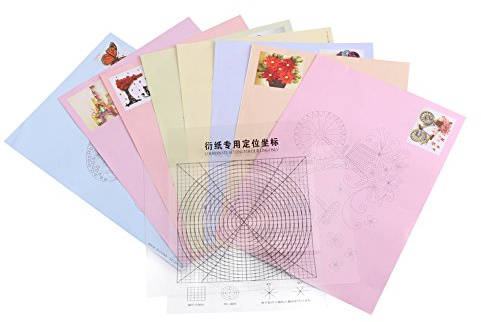 8 Stücke Papier Quilling DIY Set mit 16 Mustern, Quilling Tools, Koordinate 14 Stücke Kit, Zeichnungssammlung Fotokarten für Dekoration, Lernspielzeug, Spaß und Weihnachtsgeschenk