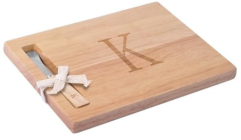 Miicol Wood Charcuterie Board, Monogram Cheese Board 10 Inch, Personalized Initial Cutting Board with Spreader, Unique Housewarming Gift, Ideal for Kitchen, Home, Letter K