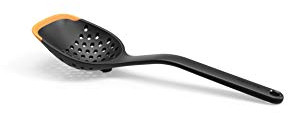 Fiskars Sieblöffel, Länge: 30 cm, Kunststoff/Silikon, Functional Form, Schwarz/Orange, 1027302