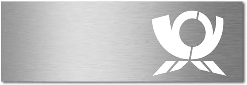 MOCAVI Stick 360 Briefkastenschild mit Motiv Posthorn graviert Edelstahl V4A, selbstklebend, modernes Design, passend für Box 111, 211