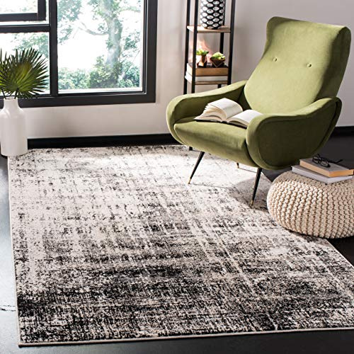 SAFAVIEH Modern Teppich für Wohnzimmer, Esszimmer, Schlafzimmer - Adirondack Collection, Kurzer Flor, Silber und Schwarz, 122 X 183 cm | 1 cm Flor, Teppich für den Innenbereich, langlebig, kinder- und haustierfreundlich, Polypropylen-Fasern, Öko-Tex-zertifiziert
