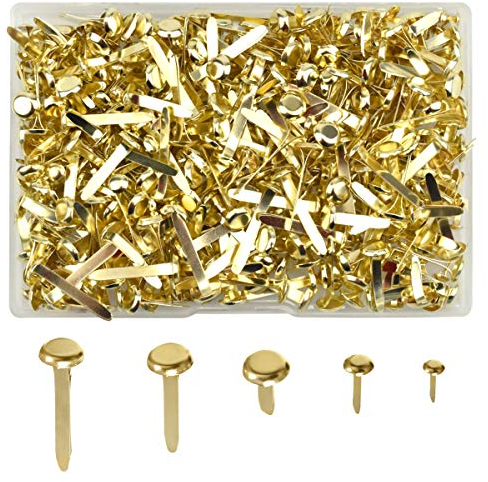 500 Stück Mini Brads Metall Rundkopfklammern Musterklammern Papierverschlüsse zum Kartenherstellung Scrapbooking DIY Handmade Crafts, Musterbeutelklammern Rundkopf für Handwerk, 5 verschiedene Größen