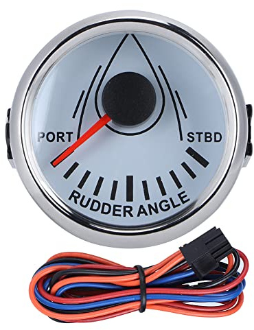 Bootsruderwinkelanzeige 0-190 Ohm Signal mit Rudersensor 9-32V 52mm Wasserdicht Universal Hintergrundbeleuchtung(Silberrahmen auf Weiß)