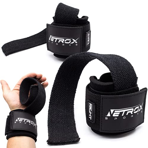 NetroxSports - Lifting Straps Fast Zughilfen für Krafttraining - Schnelles umwickeln | mit Handgelenkbandage - Kraftsport, Bodybuilding, Gym - Handgelenkschutz, Grip Zughilfe für Männer & Frauen