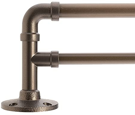 Decopolitan Juego de barras de cortina doble, bronce oscuro, 26 a 48 pulgadas
