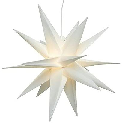 Klocke Dekorationsbedarf LED Stern Indoor & Outdoor - Außenstern mit Beleuchtung - 3D Dekostern/Weihnachtsstern - Beleuchteter Hängestern/Adventsstern für Außen - Weihnachten (Ø 30 cm, Weiß)