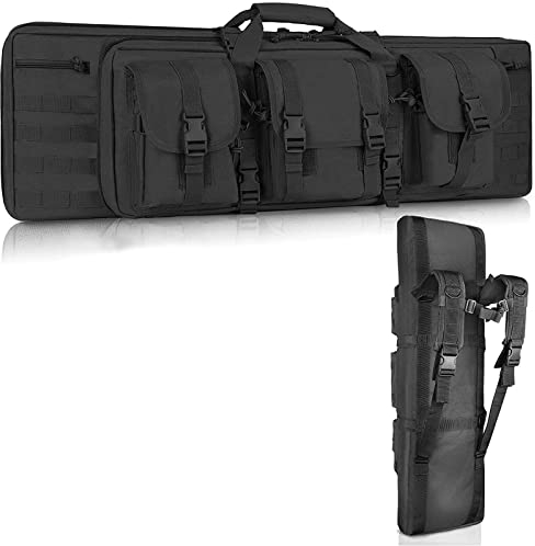 SJASD Gewehrtasche,waffentasche abschließbar 2 langwaffen,waffentasche Pistole doppelt,Double Rifle Bag mit Pouches Compartments,für Outdoor Tactical Gewehr und Staubdicht Jagd Schießen,108CM