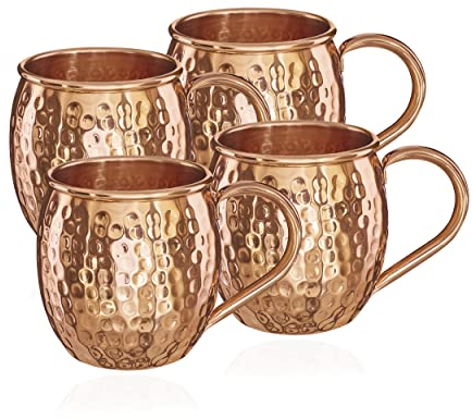 NKlaus 4 vasos de cobre puro 100% Ayuverda Copper Oval Moscow Mule 500 ml 11261
