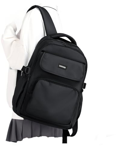 HYC00 Zaino Medie Ragazza Casual Zaino Scuola Superiore Ragazza e Ragazzo Zainetto Universita Donna Casual Daypack Backpack Zaini Scolastici Leggero Zaini per la Scuola per Lavoro Viaggio, Nero