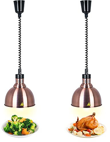 Lampe Chauffante Alimentaire Réglable, 250W Lampes Chauffantes pour Aliments Commercial, Chauffe-plats Lampe Chauffante Cuisine Professionnelle pour Restaurant et Buffet(B-25cm, 2 Pièces)