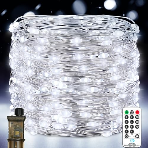 Vacoulery Guirlande Lumineuse Led, 23M 200LEDs Guirlande Lumineuse Chambre sur Secteur, 8 Modes Etanche pour Décoration Intérieure Extérieure, Noël, Jardin, Anniversaire, Mariage (Blanc Froid)