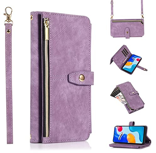 Jeelar ESONG Handyhülle für Xiaomi 13T/13T Pro Tasche,hulle mit Kartenfach,Schultergurt,Handgelenkschlaufe,Stoßfest Handytasche Magnetic Klapphülle Case,Flip PU Leder Brieftasche Schutzhülle,Violett