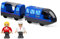 EVERGD Electric Train Set for Kids, Magnetic Martin Battery Powered Powerful Engine Locomotive Train Set Educational RC Train Model for Wooden Track (Blue)