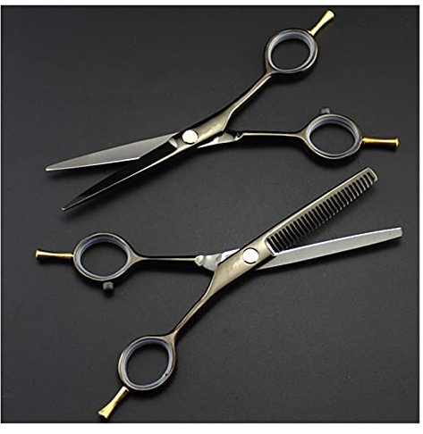TFYSFSHN 5,5-Zoll-Schwarze zweiseitige Friseurschere Friseurschere Effilierschere Friseurschere Friseurschere Friseurschere Haarschneideschere (Farbe: Effilierschere) (Set B)