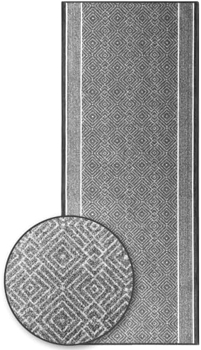 KARAT Premium Teppichläufer mit Muster - 80 x 250 cm, Silber - Modernes Rauten-Design - Teppich - Läufer für Küche, Flur & Wohnraum - Flurläufer Küchenläufer Flurteppich (Olymp)