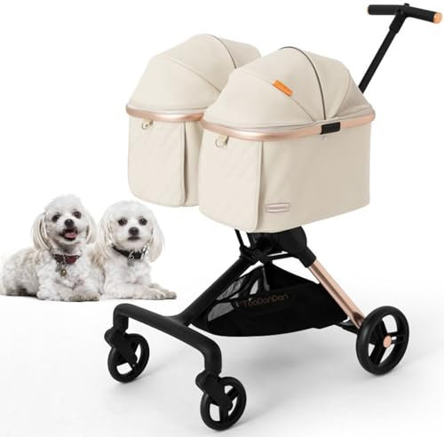 RUYICZB Double Dog Stroller with Detachable Carriers for 2 Dogs Or Cats Lightweight Foldable Pet Stroller Dog Cat Cage Jogger Stroller 4 Wheels Cat Stroller for Travel Camping