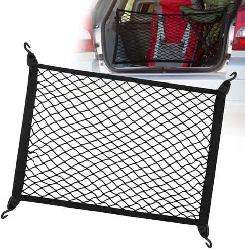 Yimomoyi Groß Gepäcknetz Auto, Kofferraumnetz 100X80cm Erstreckt Sich auf 210x140cm, Kofferraum Netz Mit 4 Haken, Gepäcknetz Wohnmobil für die Meisten Autos, Elastischer Rand hält Lasten Fester