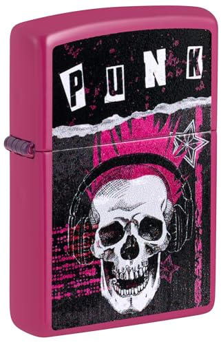 Zippo Sturmfeuerzeug - Punk Skull Design - Colour Image - Nachfüllbar - Wiederverwendbar - Windfestes Design - Geschenkbox - Made in USA