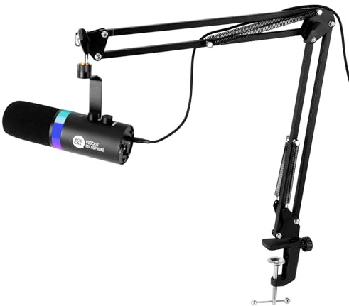 XLR/USB Gaming Mikrofon Set mit Handstativhalterung, Stummtaste, Geräuschreduzierung und Lautstärkeregler für Streaming
