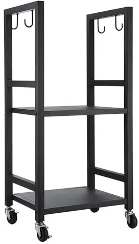 GLJTUO Carro Apilador De Troncos De Hierro Fundido con Ruedas Y Ganchos, Estantes para Leña De 2 Capas para Almacén De Madera, Pila De Leña En Interiores Y Debajo De Aleros,