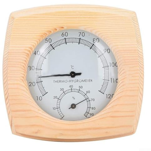 Hasaller Holz Saunamesser 2 in 1 Sauna Raumthermometer Sauna Thermometer und Hygrometer Holz Sauna Thermometer Sauna Messgeräte Sauna Zubehör für Dampfbad Saunaraum