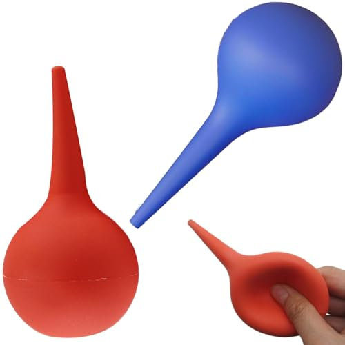 2 PCS Rubber Ear Bulb Kit - 30ml Red & Blue Ear Ear Wax Remover Tools for Gentle Cleaning and Wax Removal - Safe and Durable Design