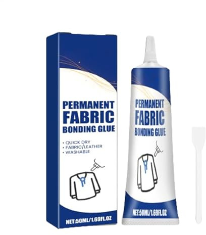 Clear Fabric Glue - Strong Adhesive Fabric Glue - Fabric Repair Permanent Bond Glue, Fabric Adhesive Super Glue, Clear Sewing Glue for Clothing, Patches, Canvas