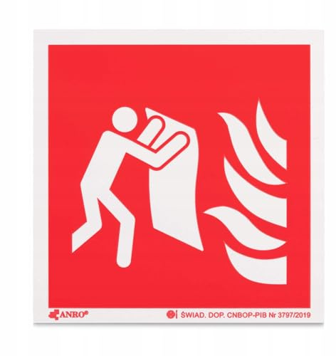 PRINTIMA Nachleuchtendes PVC Feuerlöschdecken Schild 15x15 cm Sicherheitszeichen Brandbekämpfung Notfälle fluoreszierend UV-beständig langlebig sichtbar Innenbereich Montage