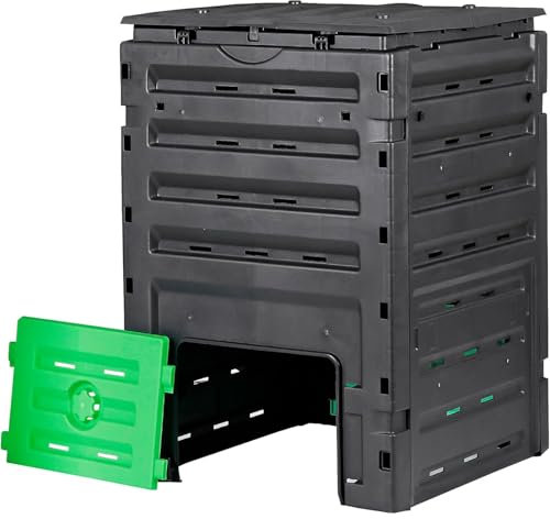Contenedor De Abono Para Jardín De 120 Galones (450 L), Caja De Abono Para Exteriores Con Aireación, Material Sin BPA, Múltiples Paneles De Ventilación En Los Laterales, Fácil Montaje Para Una Rápida