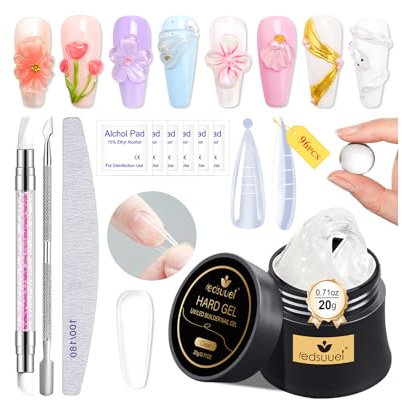 Gel 3D Nail Art LEDSUUEI - Transparent Gel Construction Ongle UV Kit de 96 Extensions d'ongles, Solid Sculpture Builder Glue Non Collant pour Manucure Salon Maison Accessoire Decor DIY 20g(0.71fl oz)