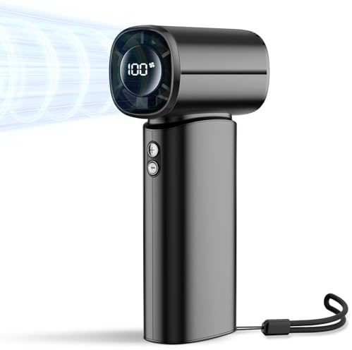 Portable Handheld Fan, 100-Speed Adjustable Mini Turbo Fan, 6000mAh Rechargeable Battery, 30000RPM Strong Airflow Personal Pocket Design with LED Display, Outdoor/Travel Essentials for Women Men