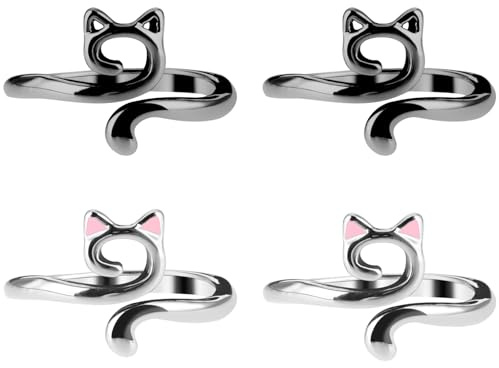 YUXIANLB 4pcs Knitting Crochet Loop Ring for Fingers Metal Open Yarn Guide Crochets Rings Adjustable Knitting Rings Crochet Supplies DIY Crafts Braided Faster Accessories for Mother Grandma Gifts