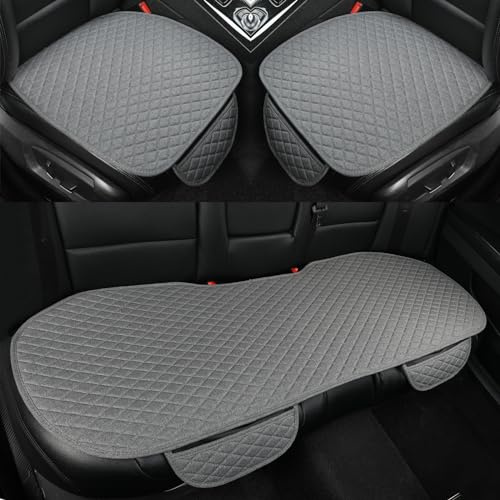GIANT PANDA Lot de 3 Housses de siège Auto en Lin avec Coussins de siège Avant + Housse de siège arrière, universelles pour 90% des véhicules (SUV/Berline). Design Confortable pour Une Conduite
